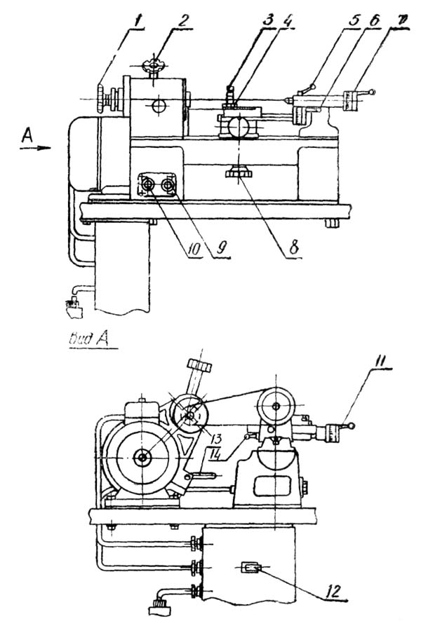 16Т02П Розташування органів керування токарним верстатом